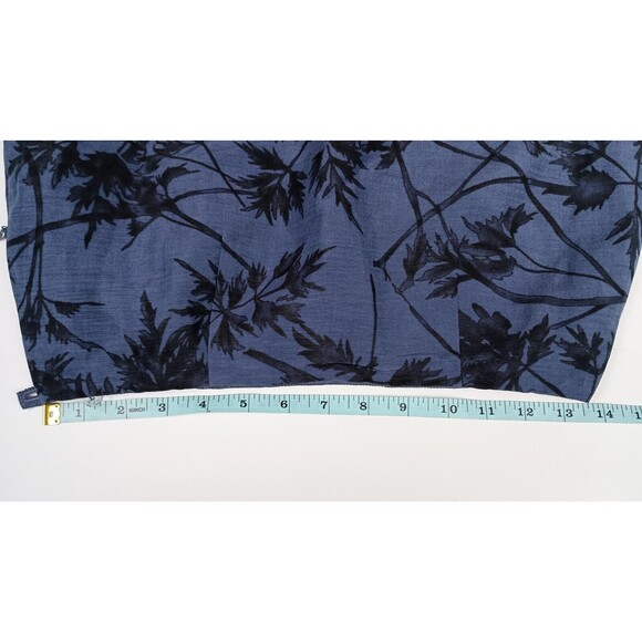 Dana Buchman Maxi Skirt Y2K Side Slit Blue Asian Print Size 4 Linen Silk Blend - Picture 11 of 13